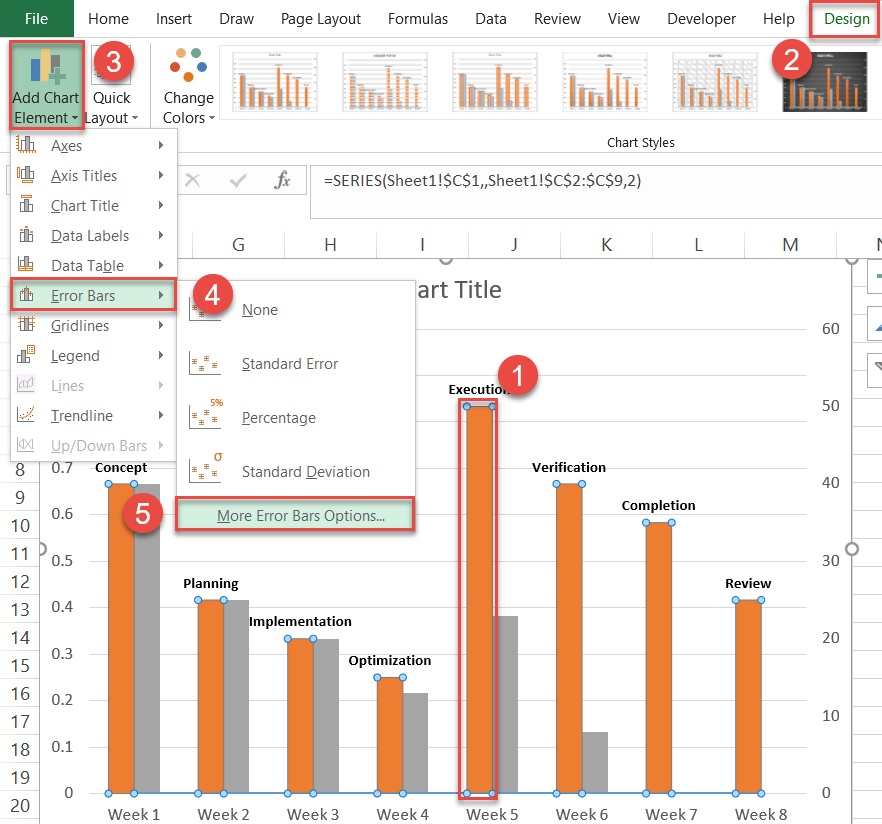 Select More Error Bars Options