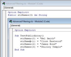 vba array public declare