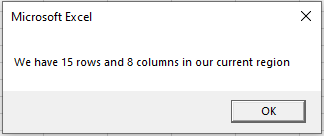 vba current region database countrows