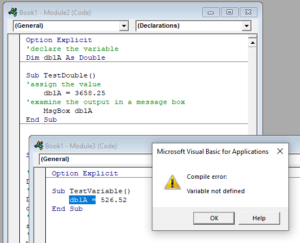 vba double declare not declared