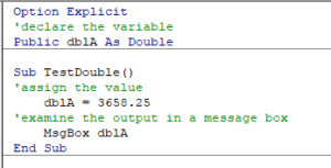 vba double declare public