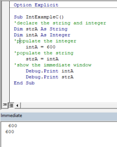 vba integer intexample integer to string immediate