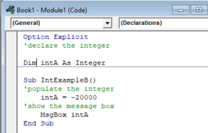 vba integer module declaration