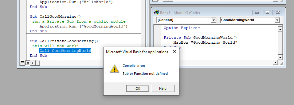 vba publicvsprivate multi modules error