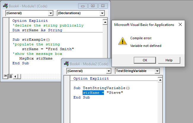 vba string module error