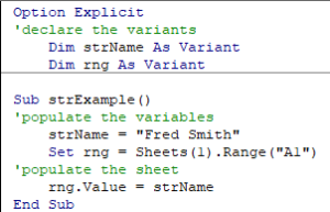 vba variant module declare