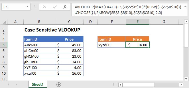 Case Sensitive VLookup main