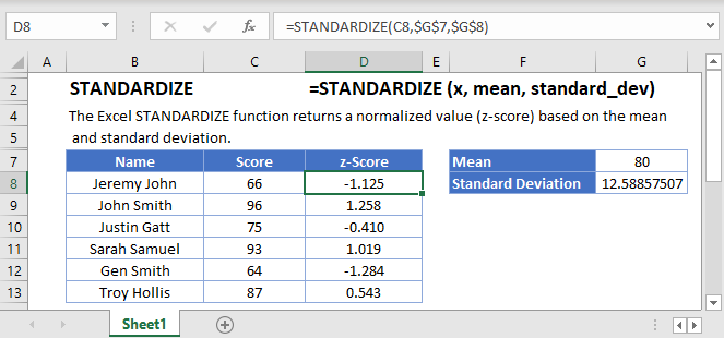 STANDARDIZE Main Function