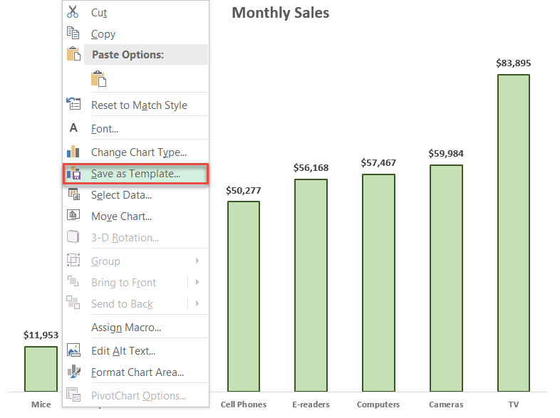 How to create a chart template