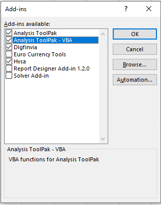 vba-analysis-toolpack-add in enable