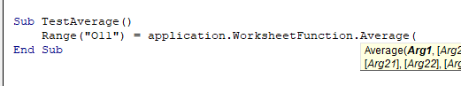 vba average syntax