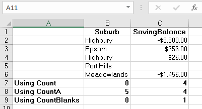 vba count diff count blanks