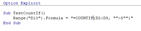 vba countif formula ranges