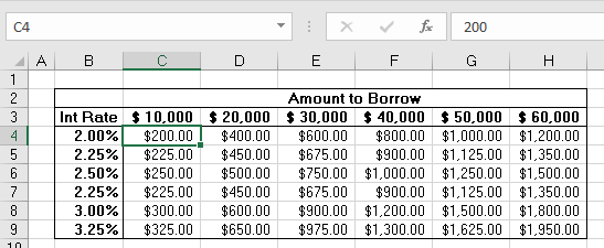 vba matrix filled