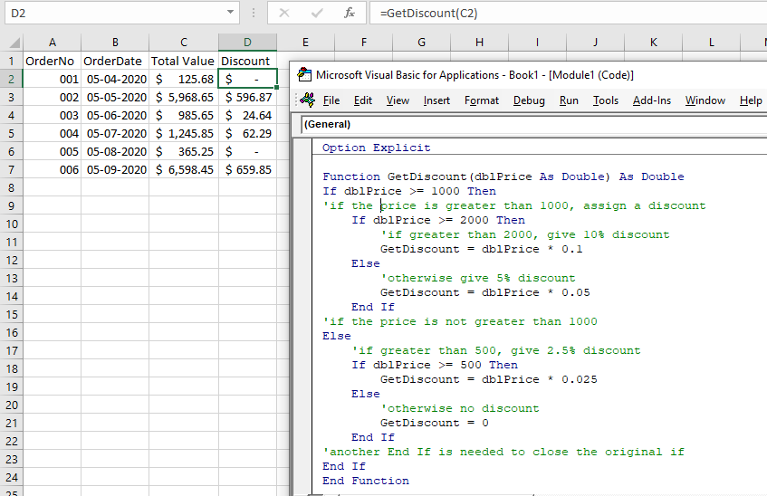 if then statements in visual basic for excel