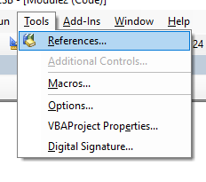 vba outlook add reference