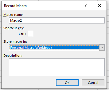 vba shortcuts personal macro workbook