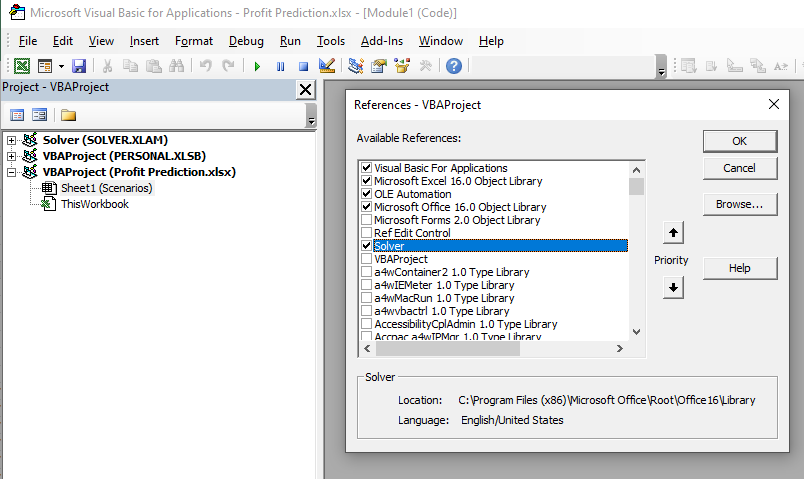 vba solver enable vba