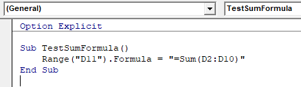 vba sum formula 1