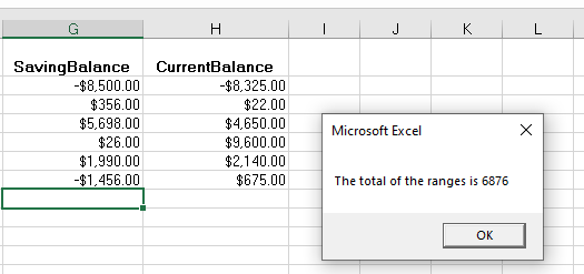 vba sum result