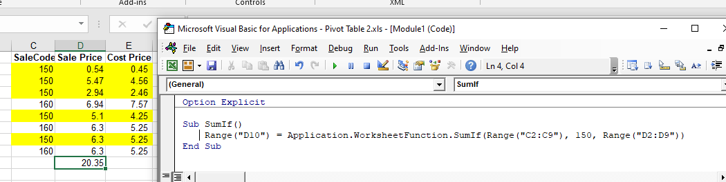 VBA SUMIF and SUMIFS Functions