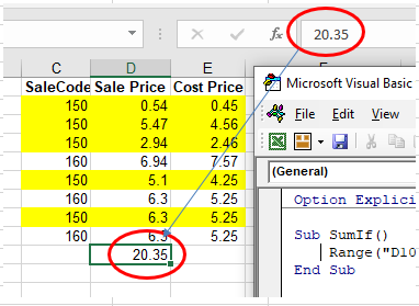 vba sumif static