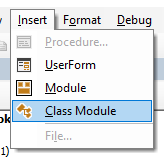 vba vbe insert classmodule