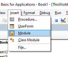 vba vbe insert module