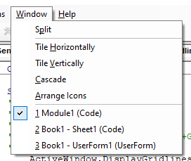 vba vbe insert window module