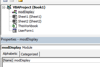 vba vbe properties window