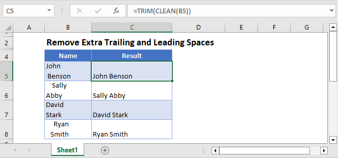 Remove Extra Trailing and Leading Spaces Main