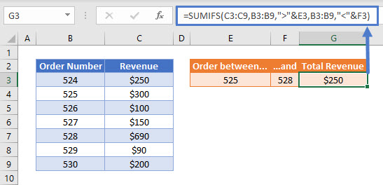 SUMIFS Between Reference