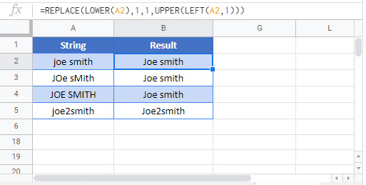 Google Sheets Capitalize First Letter