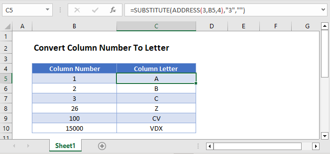 convert column number to letter Main