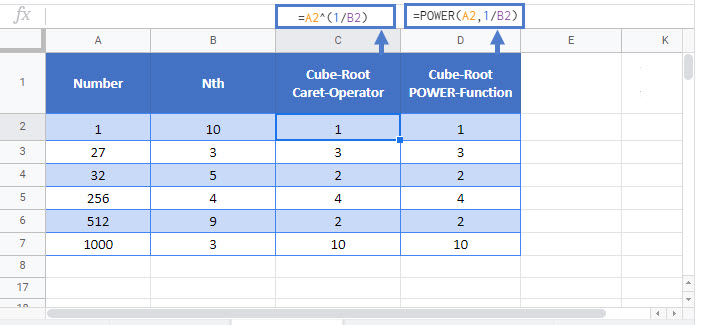 nth root Google Function