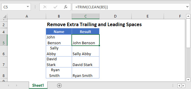 remove extra trailing leading spaces Main Function