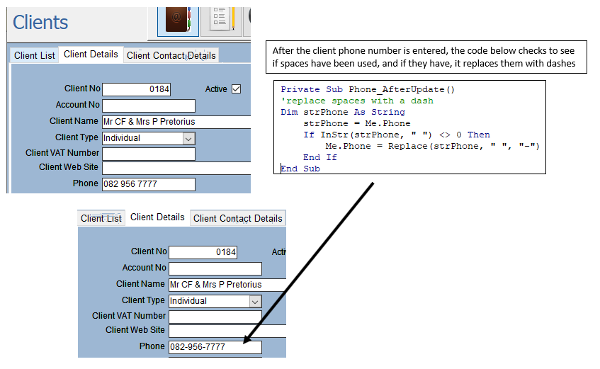 vba instr access