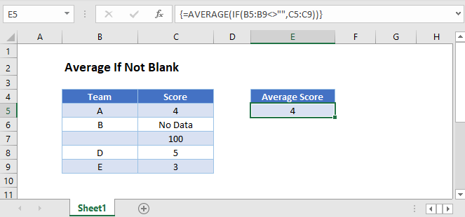 Average If Not Blank in Excel