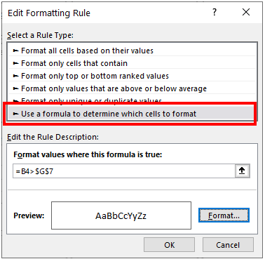 Conditional formatting based on another cell formula