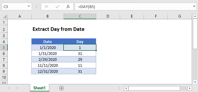 Extract Day from Date Main