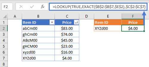 case sensitive lookup LU