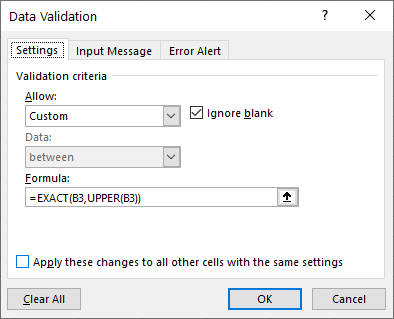 data validation exact dialog