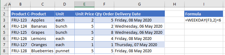 data validation weekdays only