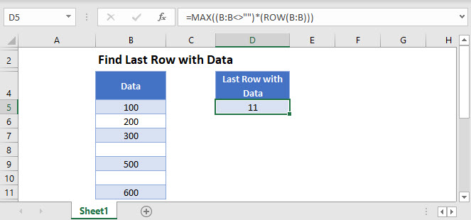 find last row with data Main Function