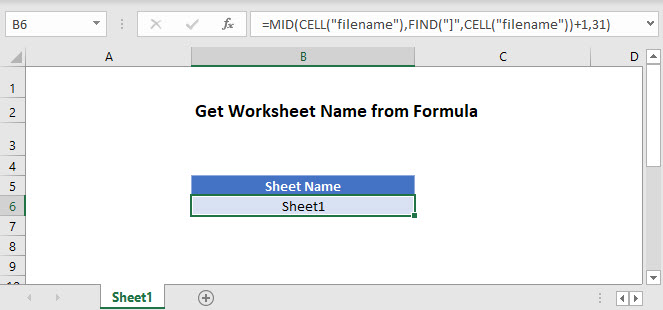 Get Worksheet Name From Formula Excel Automate Excel