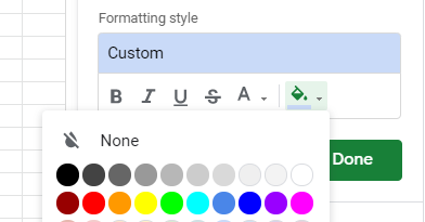 google sheets conditional formatting format