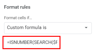 google sheets contains specific text formula