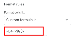 google sheets not equal to formula