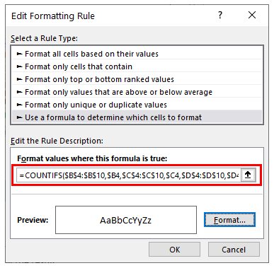 highlight duplicate rows formula