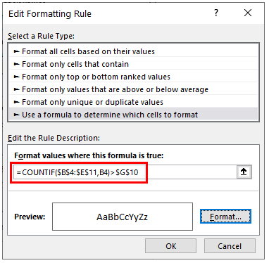 highlight duplicate values formula